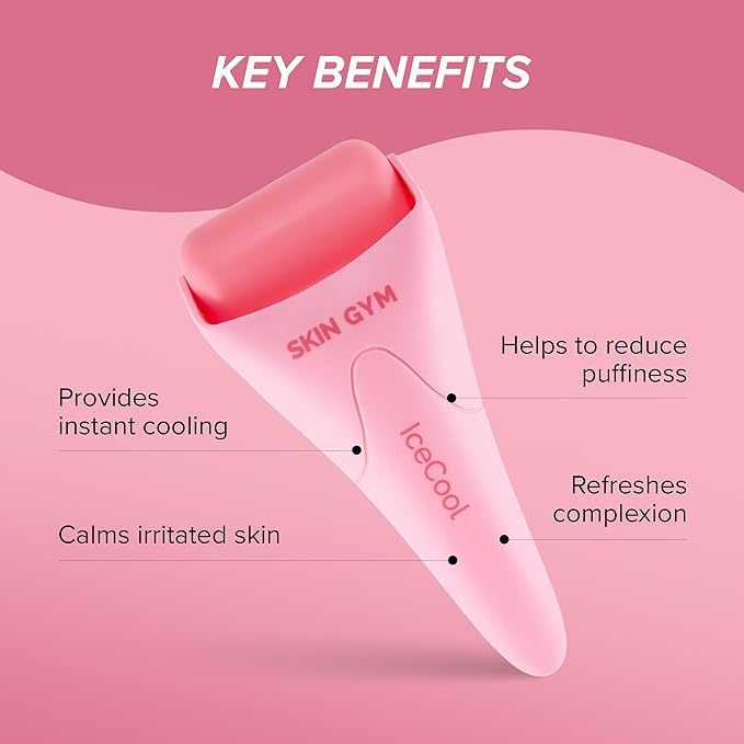 SKIN GYM CryoGel Pink Roller, Cooling Facial Tool for Puffiness and Skin Firming-Velvo Beauty