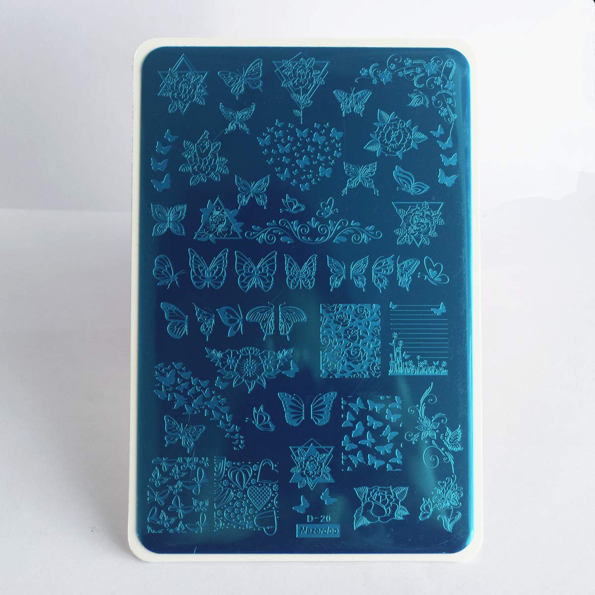 2Pcs Butterfly Rose Steel Nail Stamping Plates Flower Leaf Image Geometric Polish Stencil Accessories Tool 14.5×9.5cm Big Size Nail Art Template-Velvo Beauty