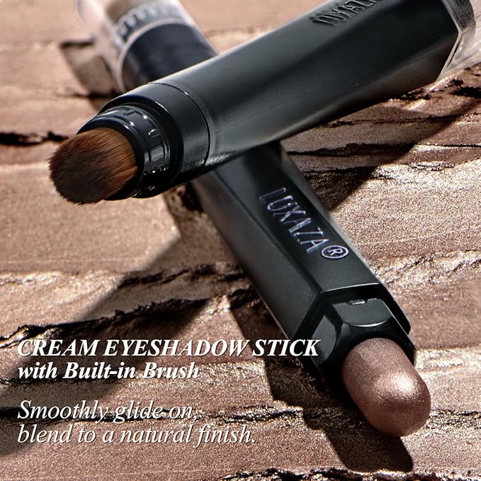 Neutral Eyeshadow Stick Makeup 6PCS Set, Brown Nude Metallic Shimmer Matte Cream Eye Shadow Palette Eyeliner Brightener Pencil Crayon - BROWN CANYON-Velvo Beauty