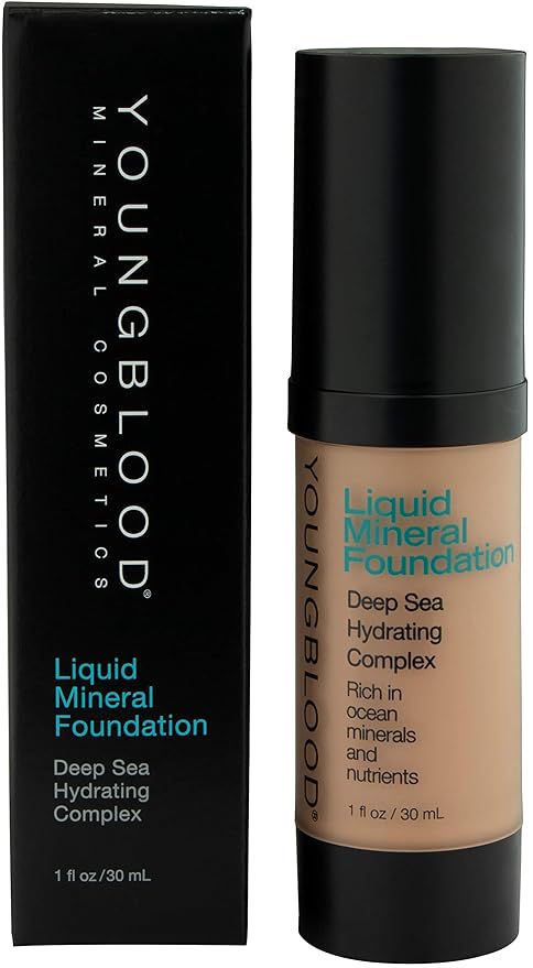 Youngblood Mineral Cosmetics Liquid Mineral Foundation, Golden Sun (Old Version) | Full Coverage Mineral Lightweight Makeup | Vegan, Cruelty Free, Paraben Free-Velvo Beauty
