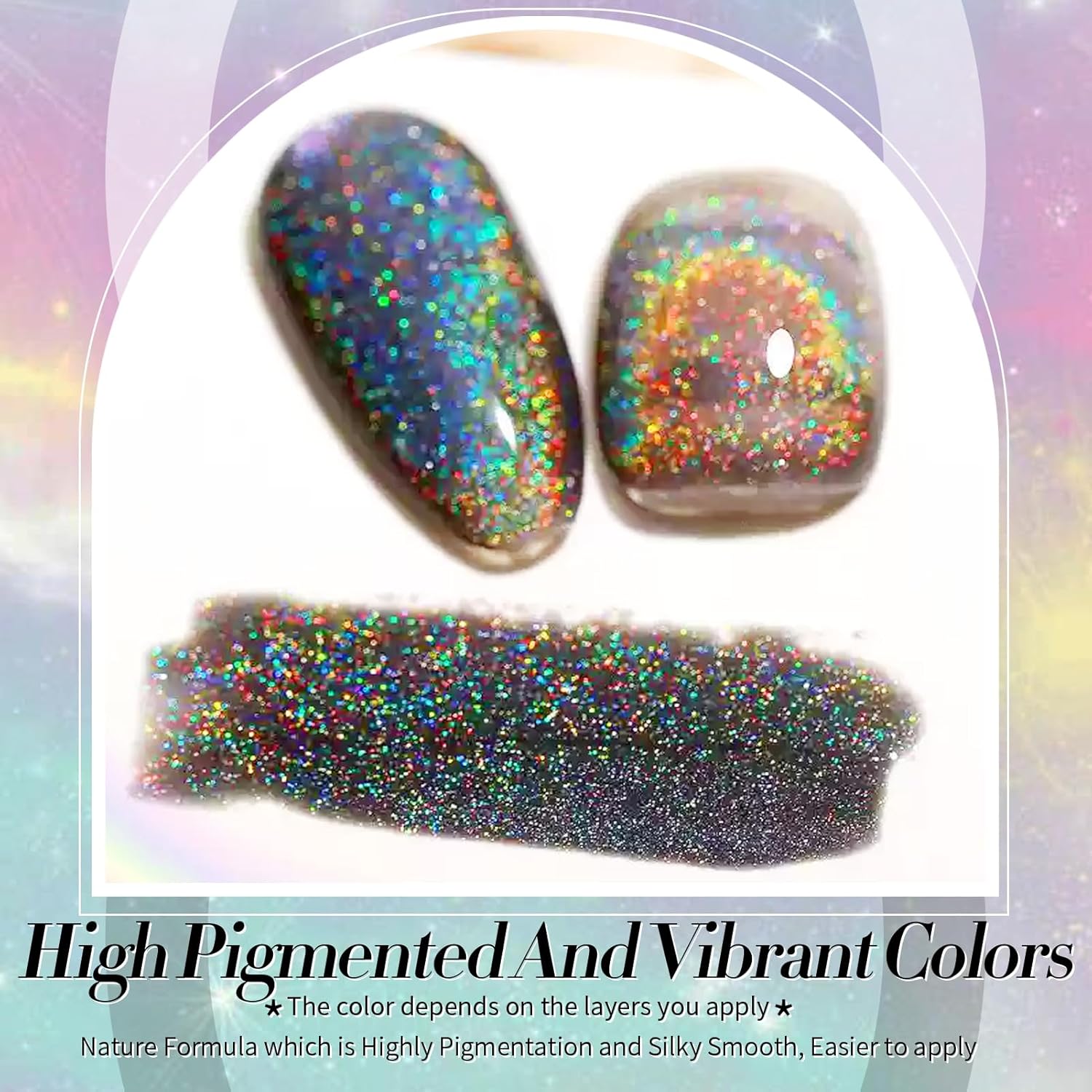 Born Pretty Cat Magnetic Eye Gel Nail Polish Holographic Rainbow Cat Magnetic Gel, Black Glitter Magnetic Soak Off U v Nail Gel Diy Art for Girls Women 15ML-Velvo Beauty