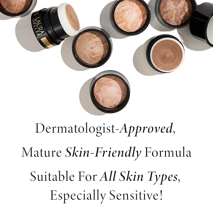 LAURA GELLER NEW YORK Award-Winning Baked Balance-n-Brighten To Go Travel Size Color Correcting Powder Foundation - Light - Buildable Light to Medium Coverage - Demi-Matte Natural-Velvo Beauty