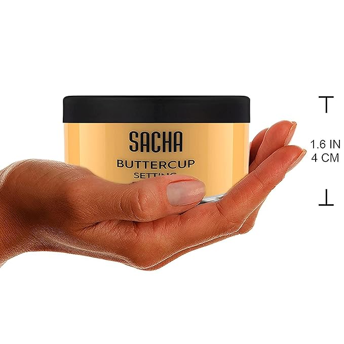 Sacha BUTTERCUP Setting Powder Makeup 1.75 Oz. Translucent Setting Powder for Oily Skin Finishing Powder Loose Powder Makeup Blurring Powder Blurs Fine Lines and Pores For Medium to Dark Skin Tones-Velvo Beauty