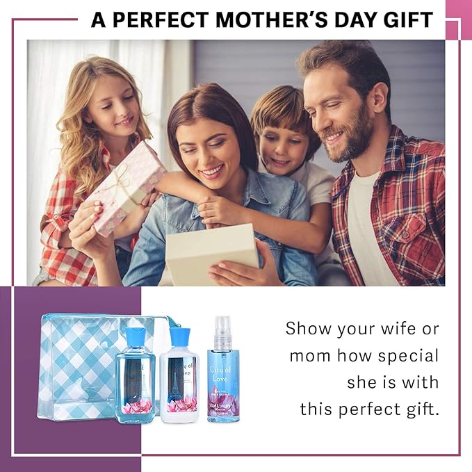 Bath & Body Care Travel Set - Home Spa Set with Body Lotion, Shower Gel and Fragrance Mist, Valentines Day Gifts for Her and Him(City of Love)-Velvo Beauty
