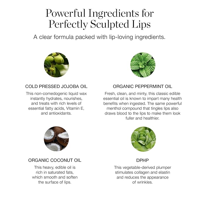 Ogee Sculpted Lip Oil - Lip Stain Made with 100% Organic Coconut Oil, Jojoba Oil, and Vitamin E - Best as Lip Balm or Overnight Lip Treatment - CLEAR-Velvo Beauty