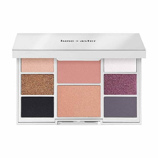 Lune+Aster Double Booked Face & Eye Palette - This online exclusive palette features a mauve blush, bronze highlighter and six show-stopping velvety eyeshadows to create an elevated look for any special occasion.-Velvo Beauty