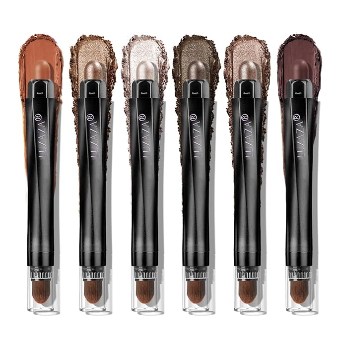 Neutral Eyeshadow Stick Makeup Set, Metallic Shimmer Matte Cream Eye Shadow Eyeliner Brightener Pencil Crayon - Cinnamon Coco-Velvo Beauty