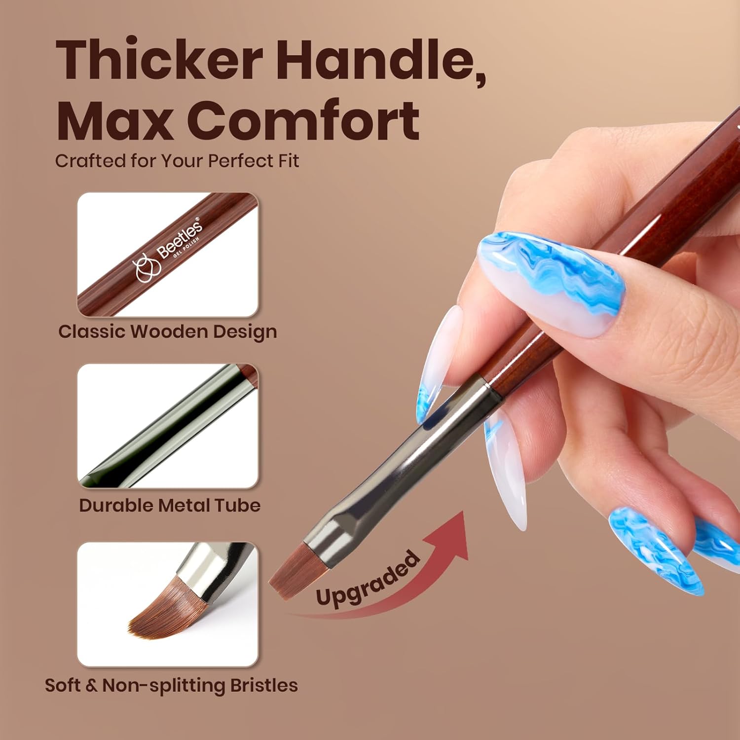 Beetles Nail Art Brushes Set, 6 PCS Multifunctional Nail Brushes for Nail Art Wooden Liner Brush Nail Drawing Pen Nail Art Tools with Nail Brush Holder&Palette for Nail Art Design-Velvo Beauty