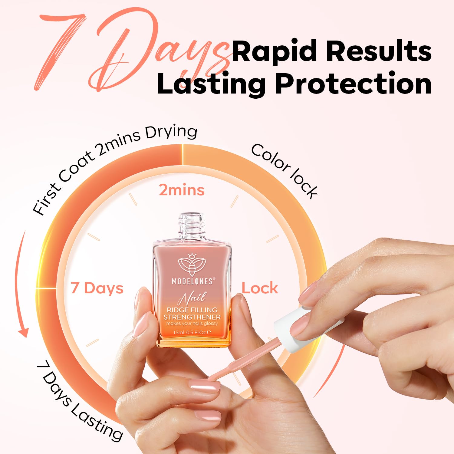 modelones Nail Strengthener and Growth Nail Hardener Extra Strong and Growth Nude Nail Polish Nail Repair for Damaged Nails Strengthening Polish Ridge Filler for Nails 15ml-Velvo Beauty