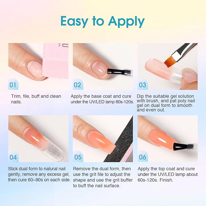 ROSALIND Poly Nail Gel Colors Kit -14 Colors +72 Nail Art Accessories kit Poly Nails Gel Kit Starter Kit with Mini UV Lamp Slip Solution Poly Nail Art Tools for Beginners with Everything-Velvo Beauty