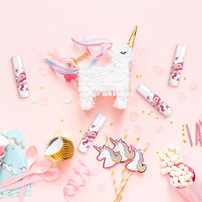 Loopeer 50 Pcs Lip Balm Gift Set Baby Shower Party Favors Natural Ingredients Beeswax lipsticks Gender Reveal Favors Gift Chapped Lips Care Products for Baby Kids Men Women and Children (Unicorn)-Velvo Beauty