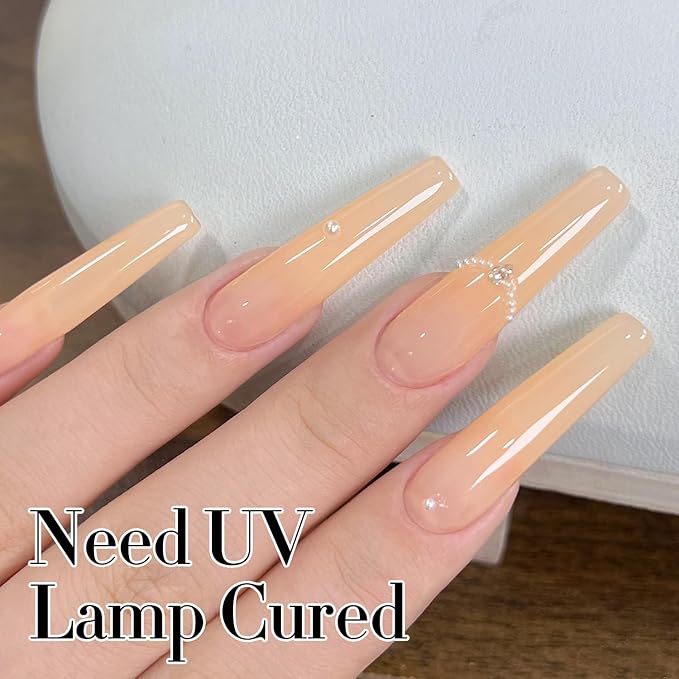 Double Rhythm Translucent Gel Polish Sheer Neutral Natural Light Milky Same Color Same Bottle 15ML Jelly UV Nail Polish Nail Art DIY at Home (Light Yellow Pink-A1423)-Velvo Beauty