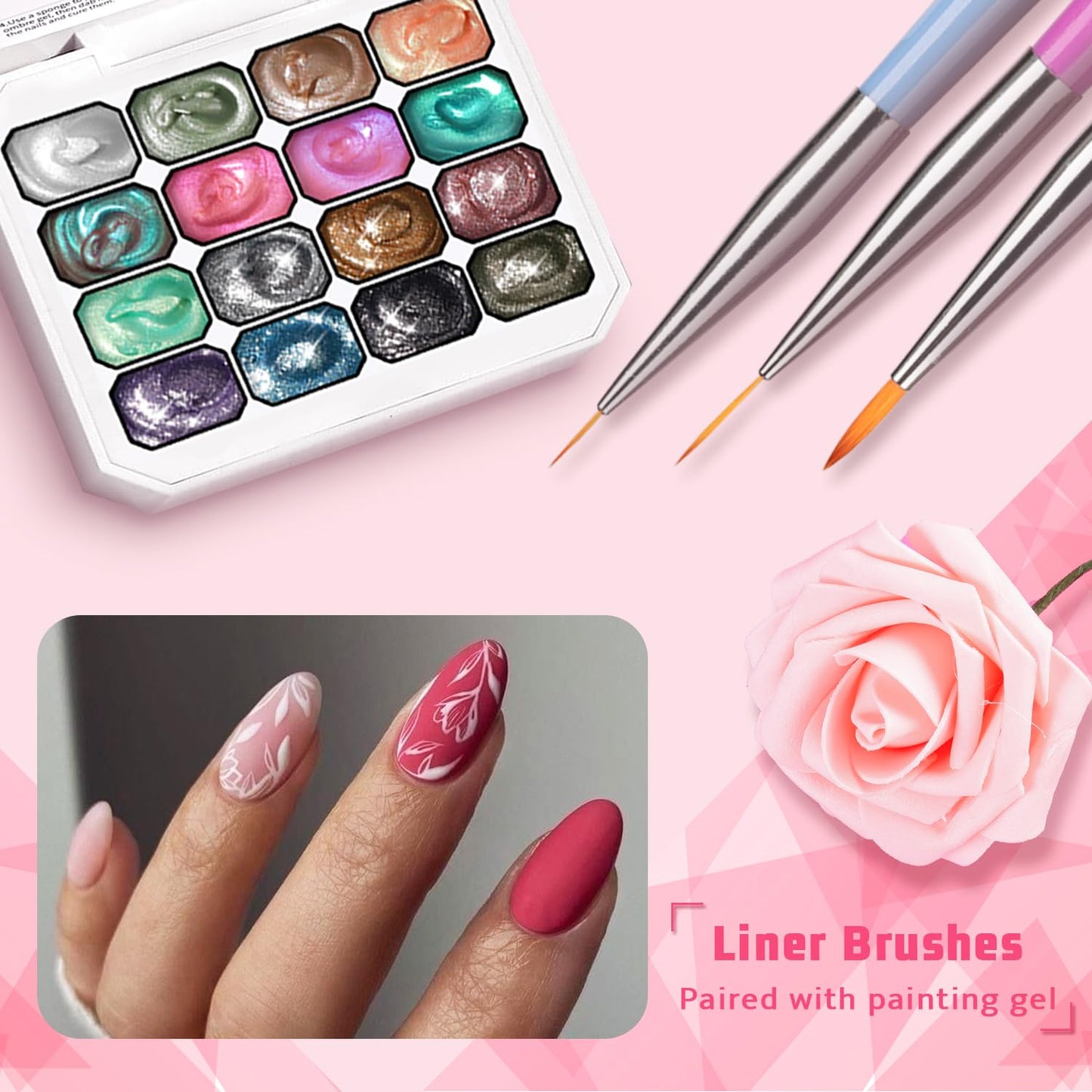 Sponge Pat Paint Nail Gel, Ombre Nails Gradient Gel Nail Blush Blooming Aura Nails Drawing Stripper Floral Painting DIY Nail Art, No Wipe, UV/LED Curing (16 Colors L)-Velvo Beauty