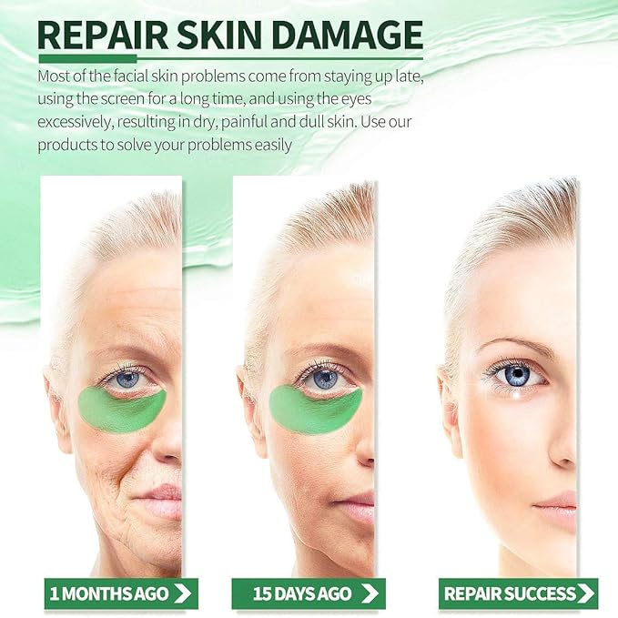 Seaweed Under Eye Masks, Moisturizing, Nourishing, Improving Dark Circles, Whitening, Wrinkles, Provides Protein, Vitamins, Collagen, Hyaluronic Acid, 30 Pairs-Velvo Beauty