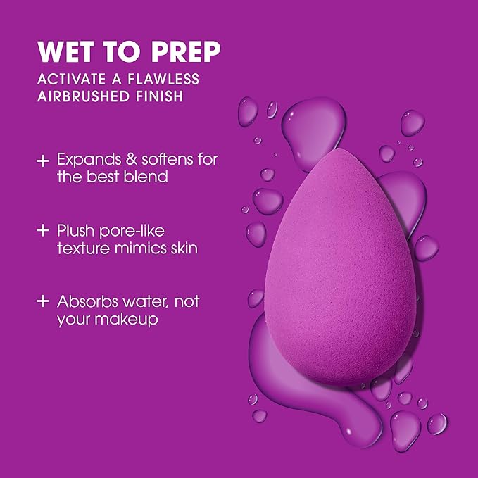 Beautyblender® | Amethyst Beauty Blender Makeup Sponge, Super-Soft Foam Easily Blends Foundations, Powders & Creams, Made in USA, Reusable, Washable, Streak Free Application, Vegan, Cruelty Free-Velvo Beauty