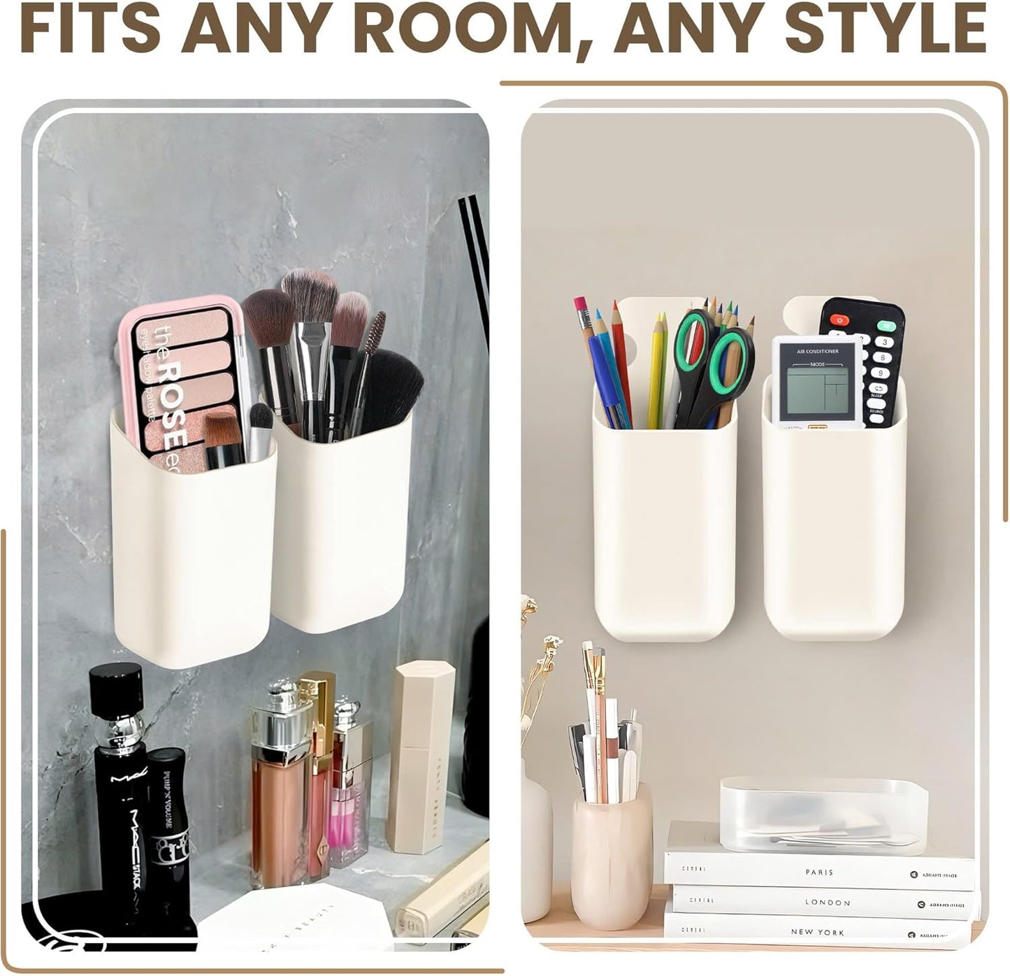 Pack 2 Magnetic Wall Mount Holder, Magnetic basket for fridge, Remote control holder, Straw organizer for cabinet door,Magnetic basket for whiteboard,Magnetic Marker Holder,School Locker Accessories-Velvo Beauty