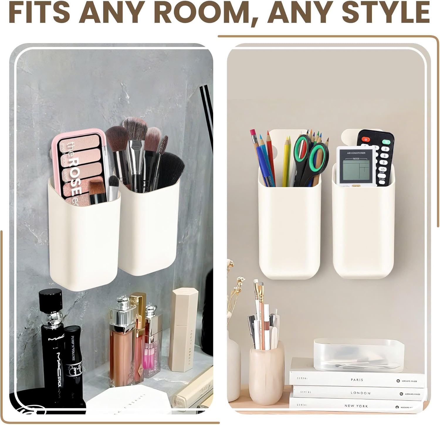 Pack 2 Magnetic Wall Mount Holder, Magnetic basket for fridge, Remote control holder, Straw organizer for cabinet door,Magnetic basket for whiteboard,Magnetic Marker Holder,School Locker Accessories-Velvo Beauty