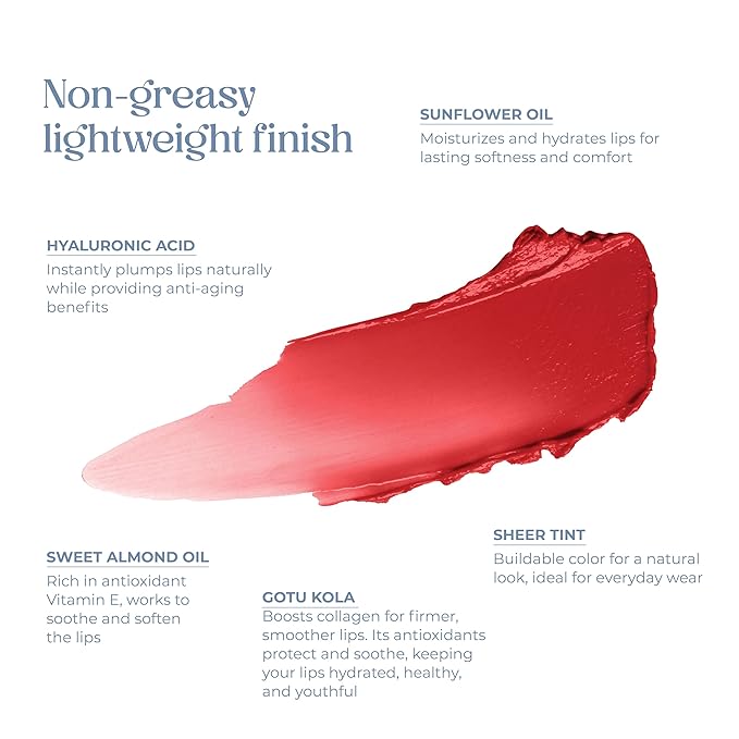 Tinted Lip Balm. Moisturizing Sheer, Buildable Lip Color with Hyaluronic Acid, Vitamin E and Rich Oil, Perfect Revitalizer for Chapped Lips. Beauty Plumper Moisturizer 0.21oz- Ruby Rouge-Velvo Beauty