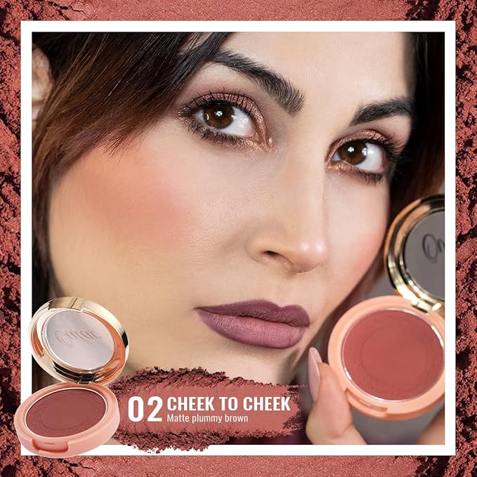 Oulac Plummy Brown Blush Makeup Powder| Rich Color Cream Blush Blendable| Natural Matte Tan Skin| Vegan &Cruelty-Free | 02 Cheek to Cheek 4.8g-Velvo Beauty