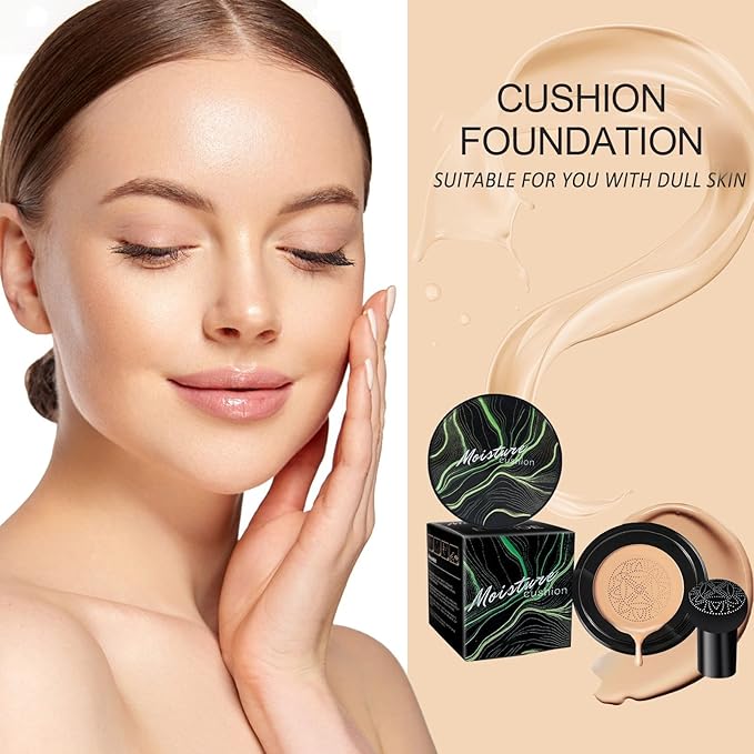 Mushroom Head Air Cushion CC Cream BB Cream Makeup Foundation Moisturizing Concealer Long Lasting Full Coverage Waterproof Foundation Makeup Even Skin Tone Makeup Base Primer (Buff Beige)-Velvo Beauty