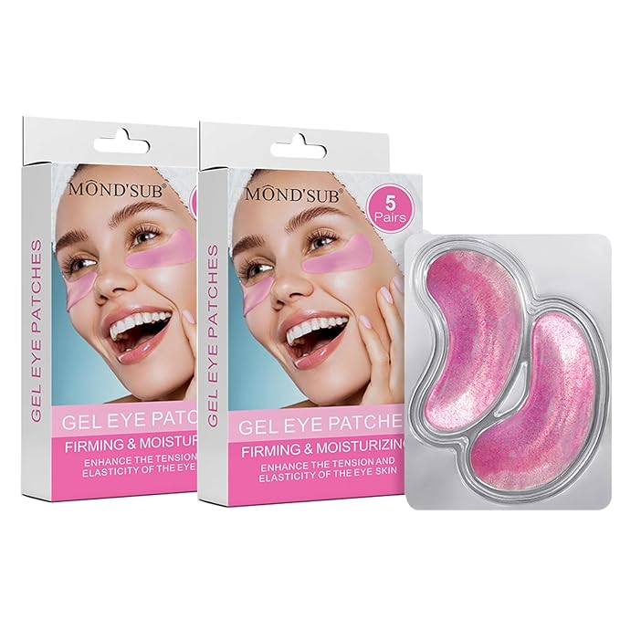 MOND'SUB Premium Under Eye Patches, Gel Eye Patches Hydrating & Refresh for Puffy Eyes, Under Eye Bags & Dark Circles, Natural Collagen Eye Gels Pads, Crystal Anti-Aging Eye Mask (Pink)-Velvo Beauty