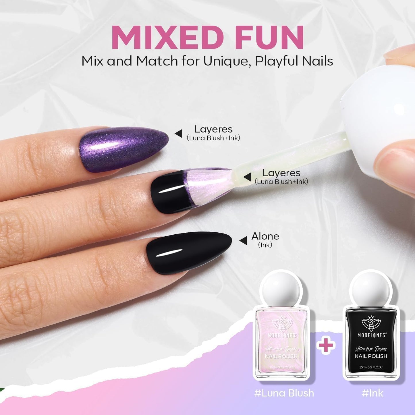 modelones Pearl Nail Polish, 15 ml Quick Dry Chrome Nail Polish Holographic Iridescent Shimmer Long Last Toe Fingernail Polish Nail Art Manicure Gift for Women Girls 0.5 Fl Oz-Velvo Beauty