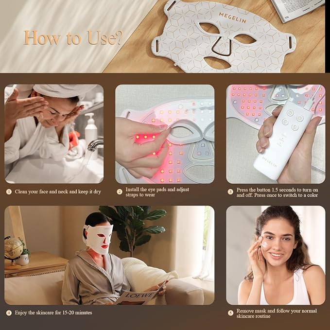 7 Colors Led Light Therapy Facial Mask, Face Light Therapy Mask for Face, Reduce Wrinkles Smooth Skin, Infrared Light Skin Rejuvenation(White)-Velvo Beauty