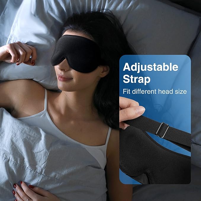 YFONG Weighted Sleep Mask, Women Men 3D Eye Mask Blocking Lights Sleeping Mask (4.2oz/120g), Pressure Relief Night Sleep Eye Mask with Adjustable Strap, Eye Cover Blindfold for Travel Nap Yoga, Gray-Velvo Beauty