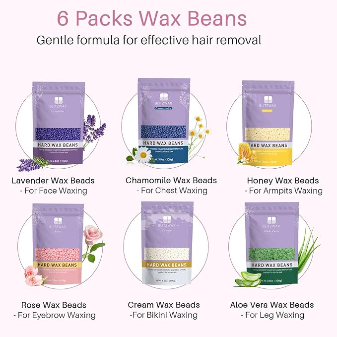 BLITZWAX Brazilian and Bikini Waxing Kit for Women, Hard Wax Warmer for Face, Legs, and Body, At Home Hair Removal Kit, Beginner Friendly, Quick Heating, Frost Reverb Digital Wax Pot-Velvo Beauty