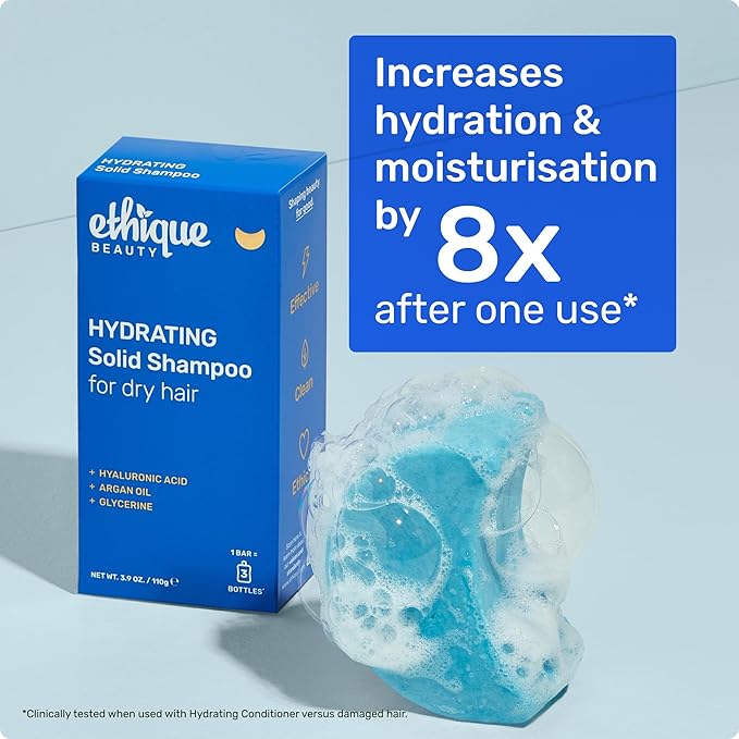 Ethique Hydrating Shampoo Bar for dry hair with Hyaluronic Acid - Plastic-Free, Cruelty-Free, Vegan, 3.88 oz-Velvo Beauty