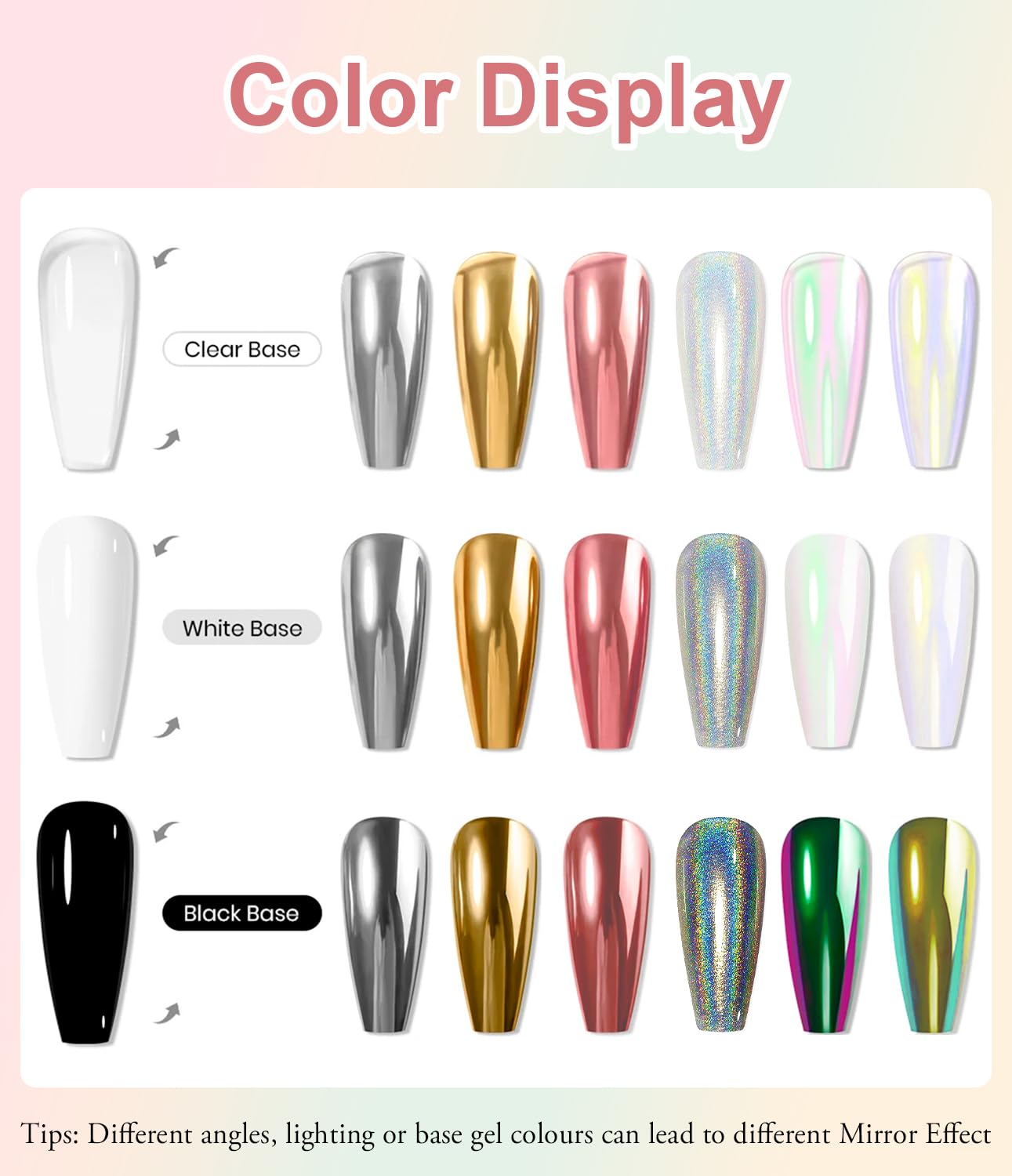 Chrome Nail Powder BISHENGYF: Super Metallic Effect Chrome Powder For Nails Gold Silver Red Laser White Pearl Nail Chrome Powder for Nails Art Decoration-Velvo Beauty