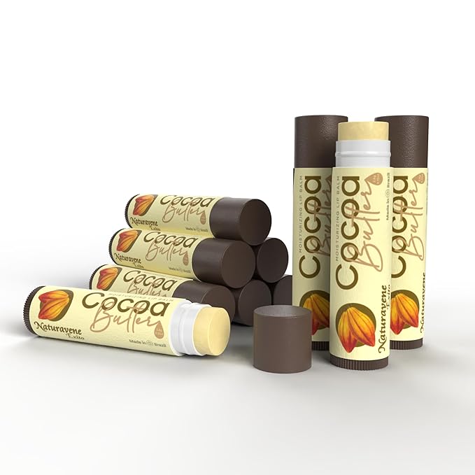 Moisturizing Lip Balm Cocoa Butter Box of 10, Moisturizing Hydrated Lips, Ligth Yellow, 0.13 Fl Oz, 1-Velvo Beauty