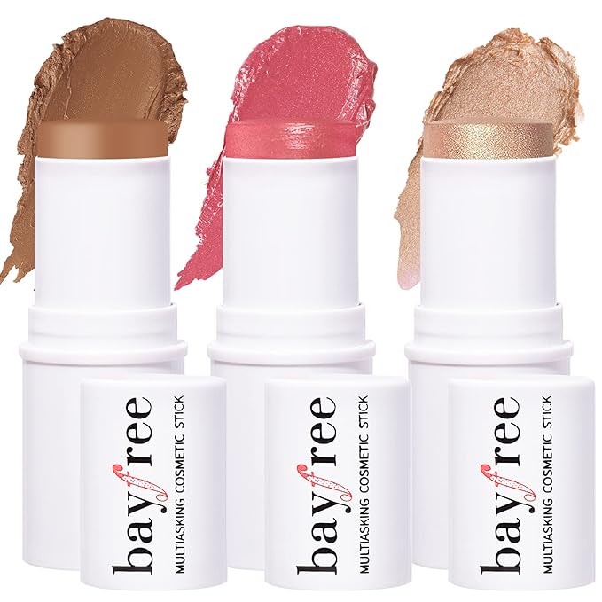 KIMUSE Multi Stick Trio Face Makeup, Cream Blush Stick for Cheeks & Lips, Contour Stick & Highlighter Makeup Sticks for All Skin-Velvo Beauty