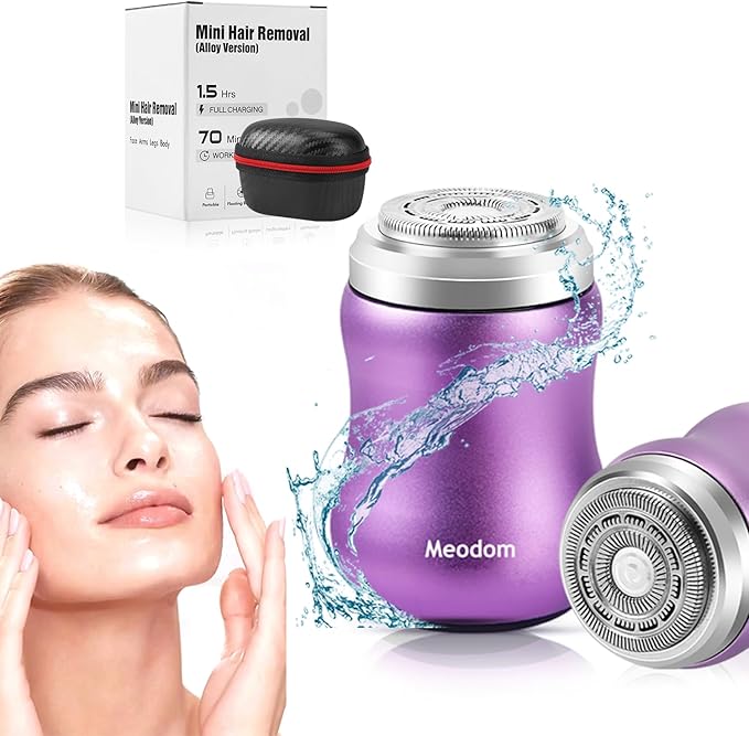 Facial Hair Removal for Women, Painless Womens Epilator Hair Remover with Waterproof USB Rechargeable, Cordless Electric Razor/Shaver for Bikini,Upper Lip,Arm,Legs,Peach Fuzz (Purple)-Velvo Beauty