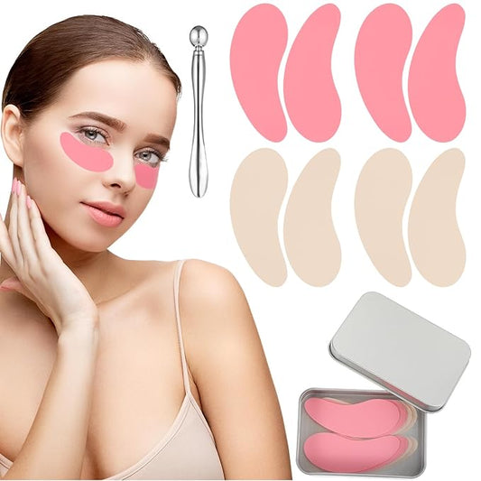 Under Eye Patches, 4 Pairs Reusable Under Eye Patches, Eye Patches for Puffy Eyes, with Metal Eye Cream Applicator, Eye Mask Silicone Eye Patches for Lifting Effect & Minimize Fine Lines & Wrinkles-Velvo Beauty