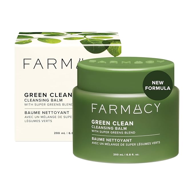 Farmacy Makeup Remover Cleansing Balm - Green Clean Waterproof Makeup Remover + Oil Based Cleanser - Newly Formulated Double Cleanser with Plant Based Waxes + Upcycled Moringa (200ml)-Velvo Beauty