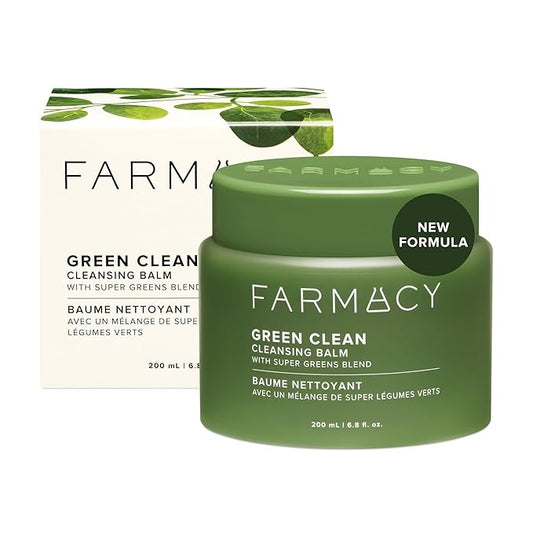 Farmacy Makeup Remover Cleansing Balm - Green Clean Waterproof Makeup Remover + Oil Based Cleanser - Newly Formulated Double Cleanser with Plant Based Waxes + Upcycled Moringa (200ml)-Velvo Beauty