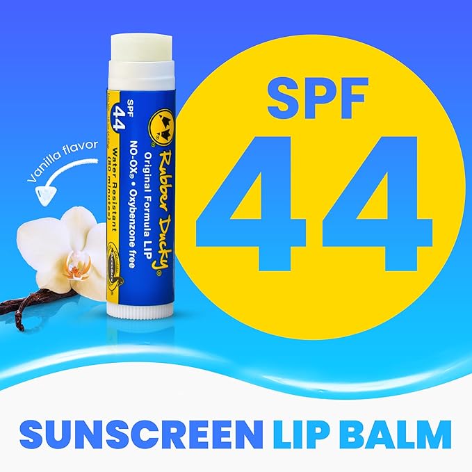 Rubber Ducky | Lip Sunscreen, Lip Balm with SPF 44, Water Resistant Sunscreen Lip Balm | Vegan, Untinted, Vanilla Flavor, with Vitamin E | All Season - Broad Spectrum Sunscreen for Lips-Velvo Beauty