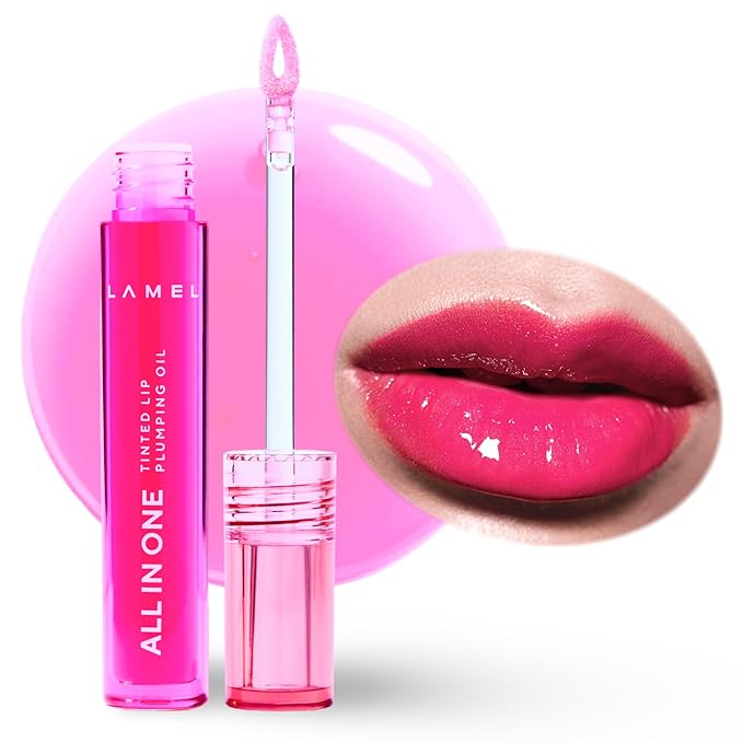 All-in-One Lip Tinted Plumping Oil - Universal Color & Moisture, Soft Balm for Day & Night Use, Lip Mask&Lip Gloss - Long-Lasting & Scented, Berry Ice 404-3ml/0.1fl.oz-Velvo Beauty