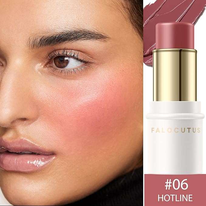 2Pcs Cream Blush Makeup Stick,Monochromatic Multi-Stick Face Blush for Cheek,Lip and Eye,Matte and Dewy Finish for Long Wearing,Easy Application.HOTLINE-Velvo Beauty