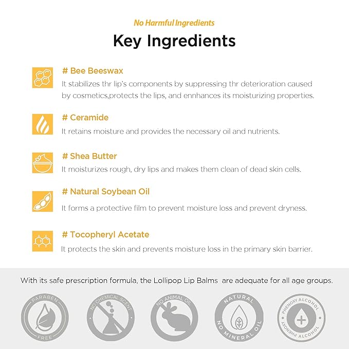 FASCY Lollipop Lip Balm Banana, Lip Balms & Moisturizers, Korean Lip Balm, Korean Lip, Korean Lip Products, Paraben Free, Moisturizing, 0.13 Oz, (Banana)-Velvo Beauty