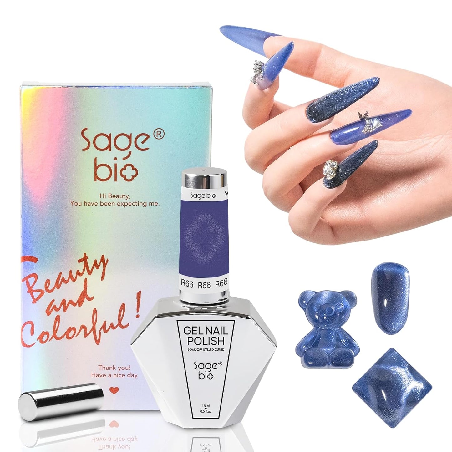 Multifunctional Cat Eye Gel Nail Polish, No Base or Top Coat Required, 15ml, Lasts Up to 4 Weeks, UV/LED Cured, Easy Application, R66-Velvo Beauty