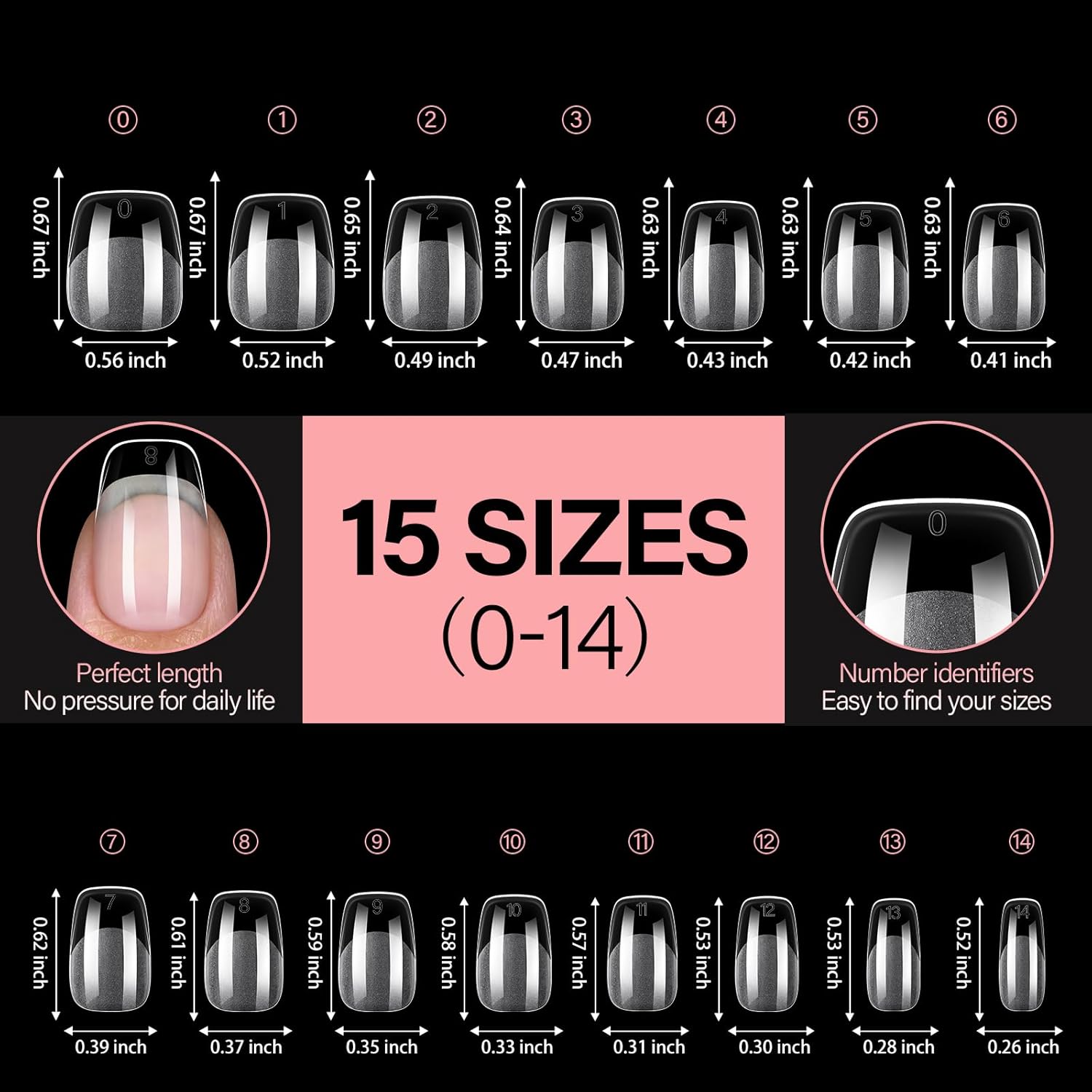 AILLSA Short Square Round Fake Nail Tips 240Pcs Soft Nail Gel Tips Pre-Shaped Acrylic Nail Tips, Half Matte Full Cover Press on False Tips for Nail Extension Home DIY 15 Sizes Gelly Tips-Velvo Beauty