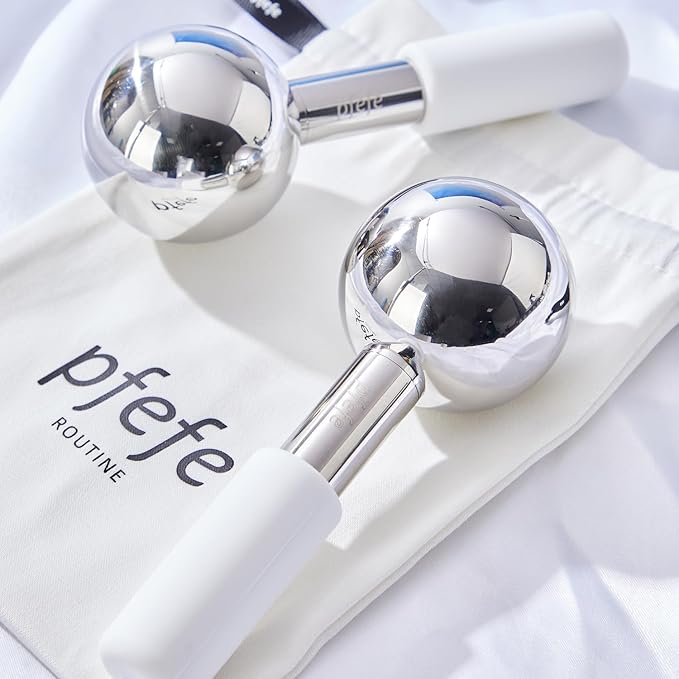 360 Rotating Ice Globes for Face & Eyes, Unbreakable Stainless Steel Cryo Sticks for Beauty Routines, Facials Cold Roller Colling Globes for Puffiness, Wrinkles, Dark Circles, Headaches-Velvo Beauty
