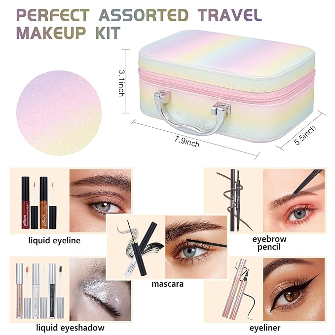 All In On Makeup Kit Makeup Set For Teens, Women, Girl and Beginners Includes Eyeshadow Concealer Palette Lip Gloss Set Lipstick Eye Pencil Makeup Brushes-Velvo Beauty