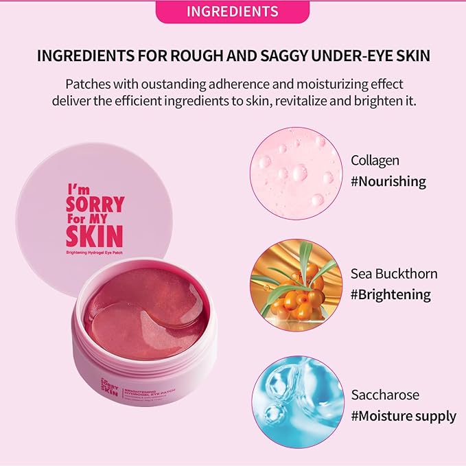 Brightening Hydrogel Eye Patch - Eye Patches for Puffy Eyes and Dark Circles Remover, Under Eye Mask Self Care Gifts for Women - Eye Bag Treatment Skin Care, 60 EA 3.17oz / 90g-Velvo Beauty