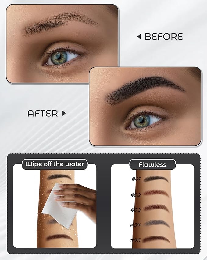 12Pcs Microblading Eyebrow Pencils Black Waterproof Eye Brow Pencil w/Eye Brow Razor & Scissors Kit 0.5mm Ultra-Fine Tip Creates Hair-Like Strokes for Women Effortless Natural Brows-Velvo Beauty