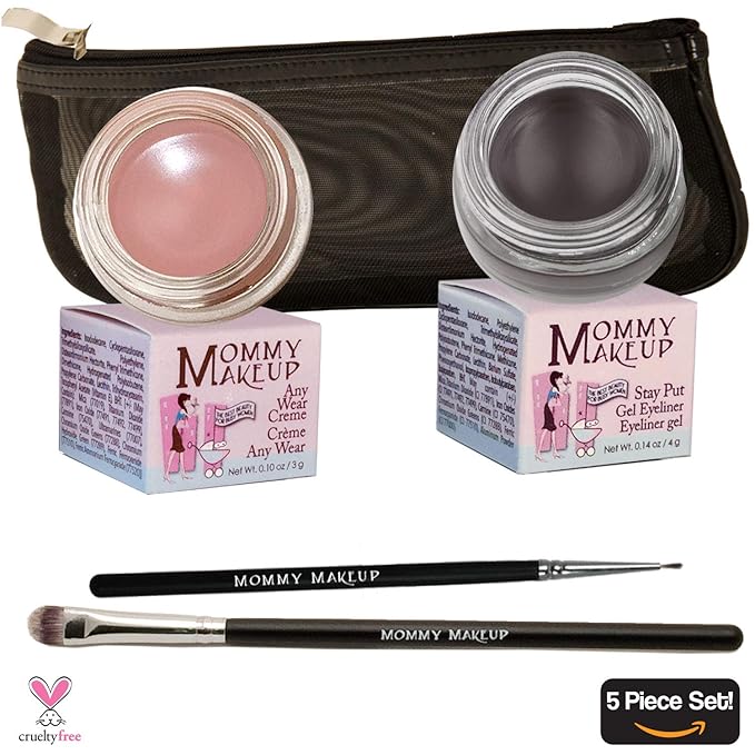 The Everlasting Eye 5 Piece Waterproof Makeup Set. Gel Eyeliner, Creme Eyeshadow, 2 brushes and Mesh Bag. Paraben-free, Talc-free, Cruelty-free. Anna/Chocolate Kiss 1202-Velvo Beauty