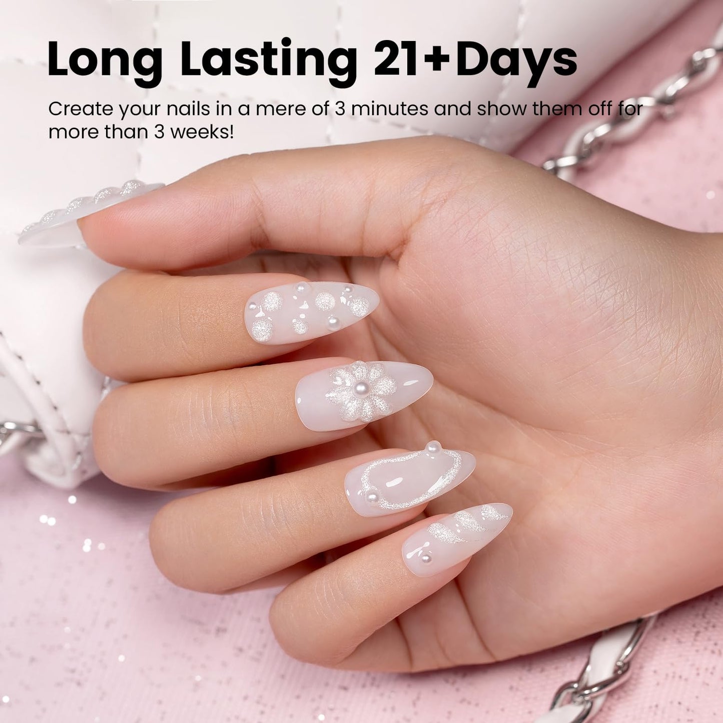 RARJSM 3D Nail Art Sculpture Gel Nail Polish Silver White Glitter Nail Charms Rhinestone Glue No Wipe DIY Drawing Hard Nail Craving Sculpting Gel UV LED Curing Requires Nail Decoration Manicure Design-Velvo Beauty