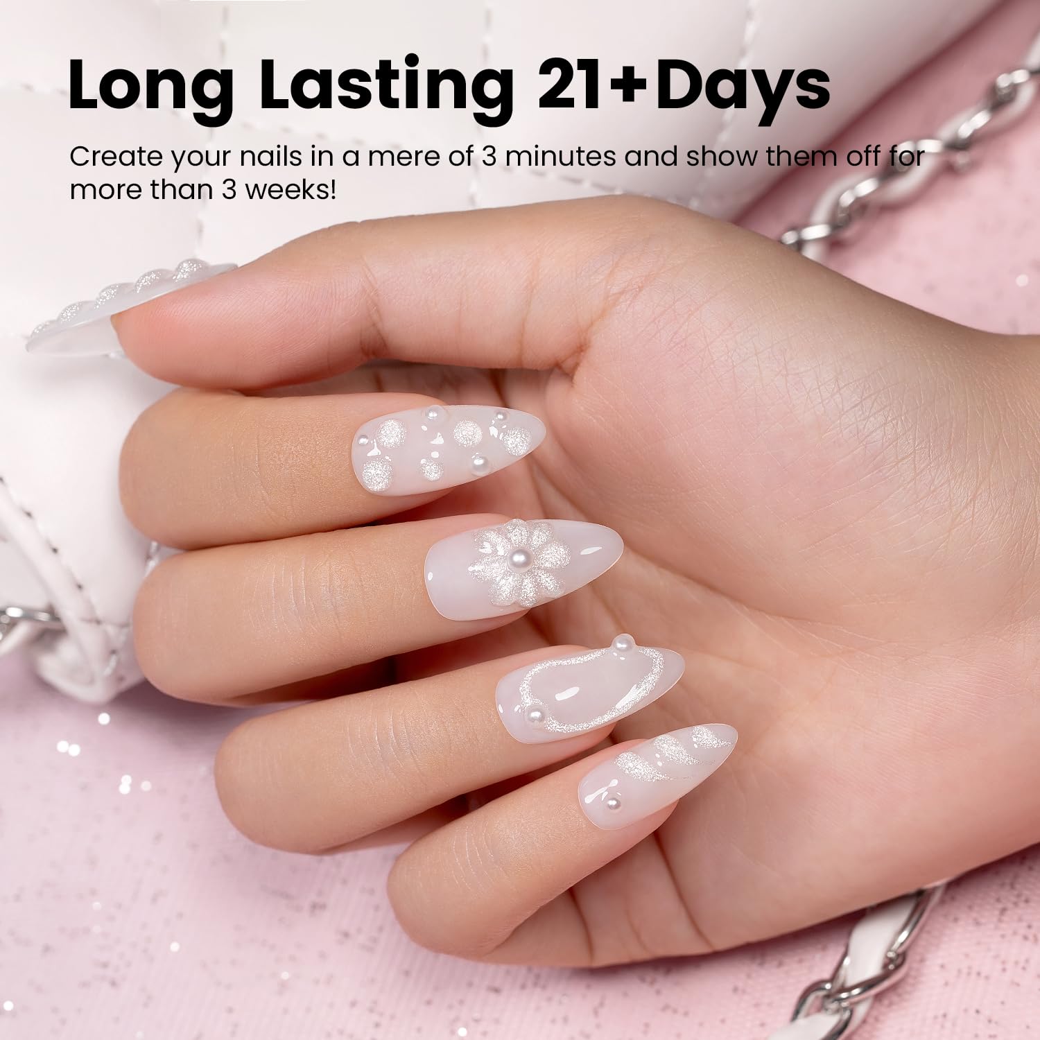 RARJSM 3D Nail Art Sculpture Gel Nail Polish Silver White Glitter Nail Charms Rhinestone Glue No Wipe DIY Drawing Hard Nail Craving Sculpting Gel UV LED Curing Requires Nail Decoration Manicure Design-Velvo Beauty